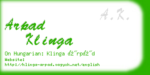 arpad klinga business card